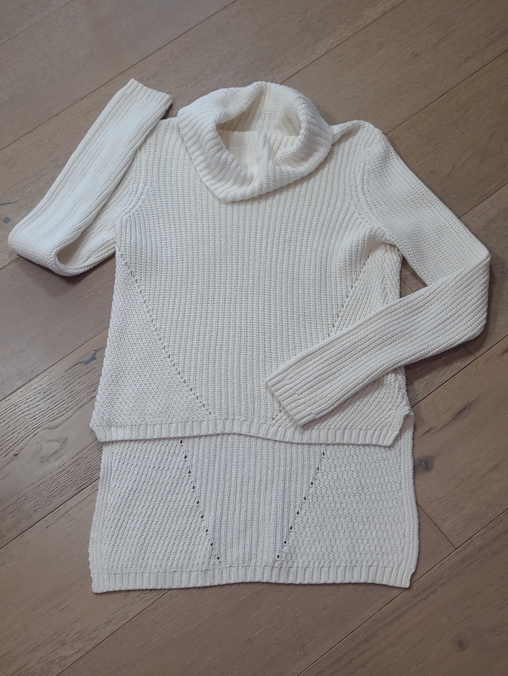 Moth by Anthropologie Sweater Women's sz S Off White Cowl Neck Hi-Lo Knit